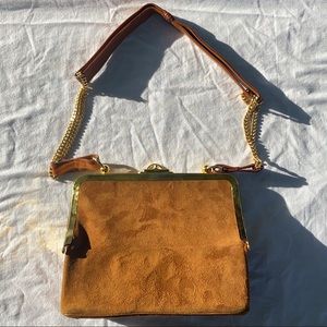 Rosenfeld Women Clasp Vintage Brown and Gold Purse